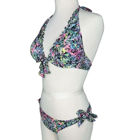Victoria's Secret Bikini sz 36B & M * High Tie Halter Top & Itsy Side Tie Bottom - Picture 2 of 10